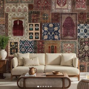 Royal Vintage Mughal Patchwork Wallpaper – Luxury Ethnic Wall Design